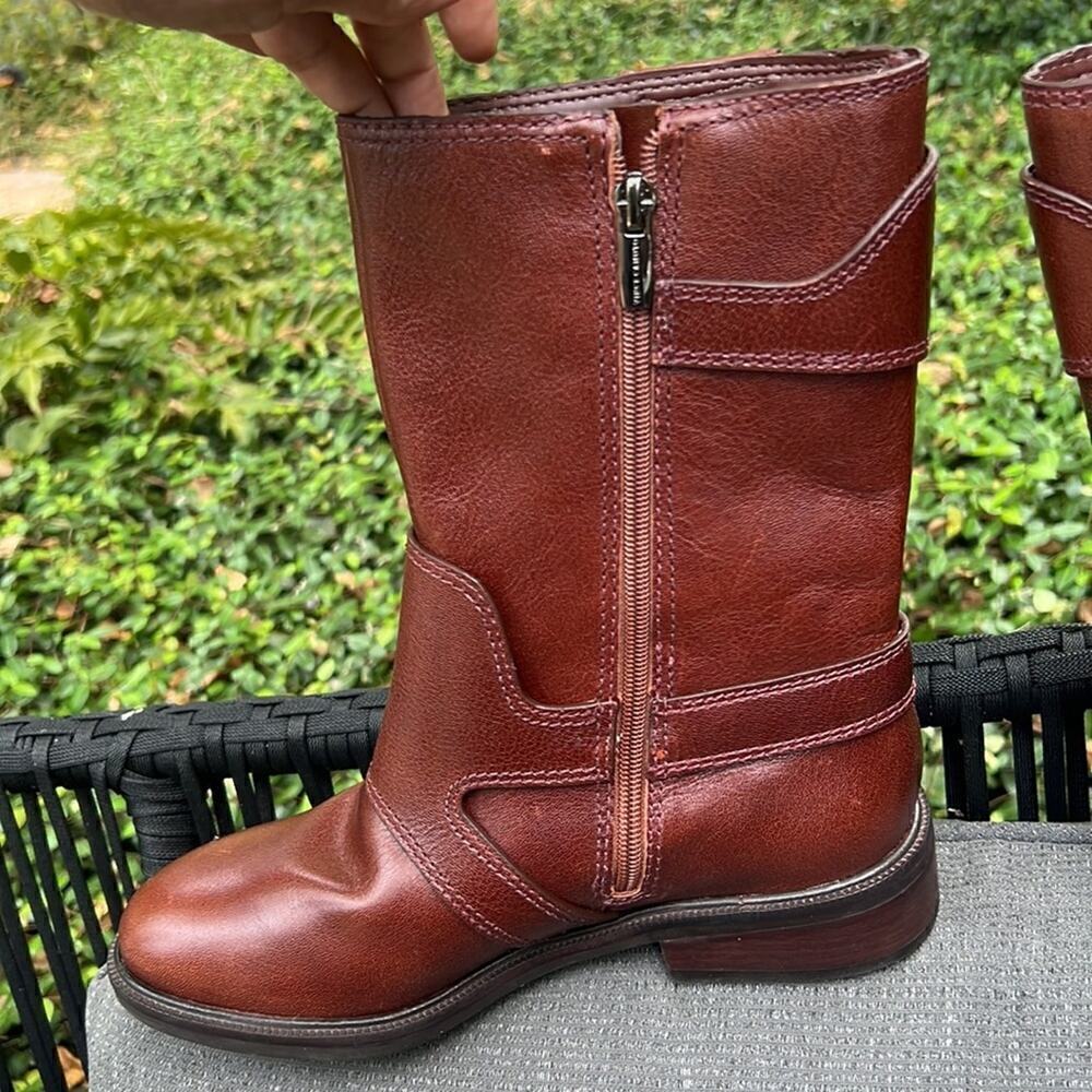 New ▶️ Vince Camuto ◀️  Alicenta Chocolate Brown Mid Calf Moto Women's Boots - Picture 6 of 16